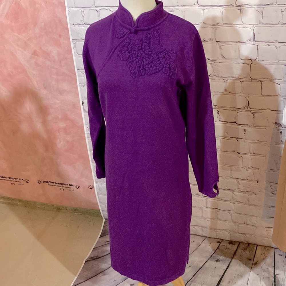 Purple Qipao sweater dress